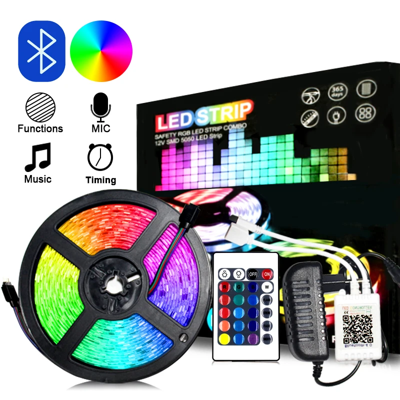 

Flexible 5050 RGB LED Light strip Waterproof Bluetooth Controller 5m 10m Diode Ribbon DIY Decoration led tape