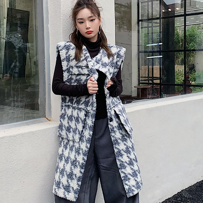 Новинка осенне зимняя куртка из искусственной кожи женский шерстяной жилет с