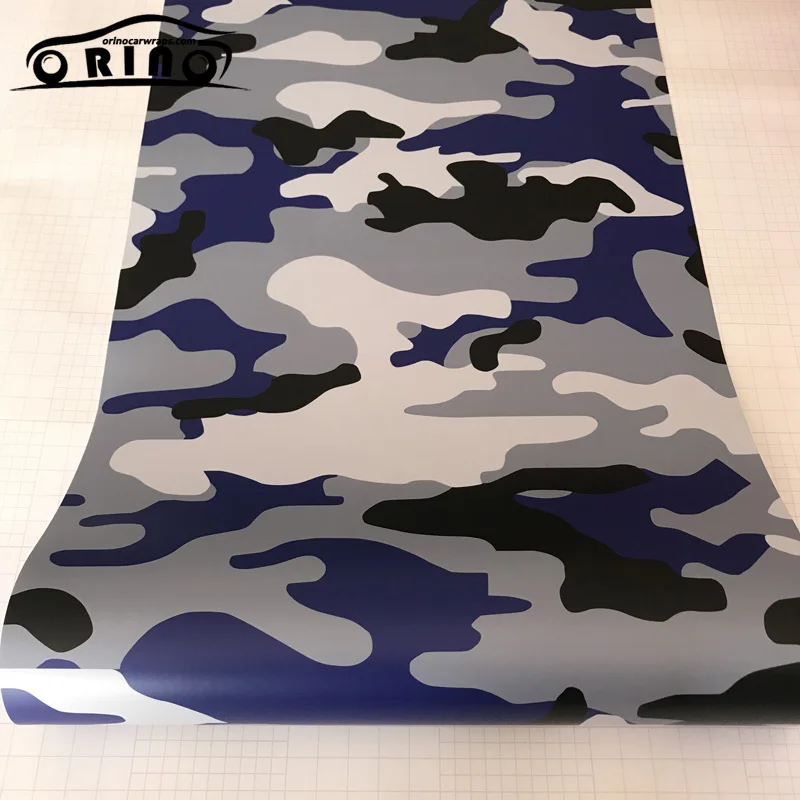 Black Blue White Camouflage Vinyl Film-5