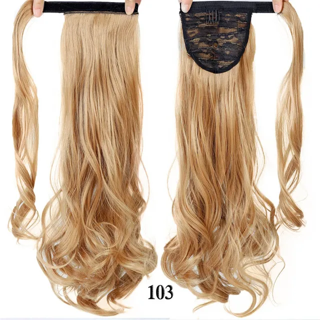 MSTN 24 Inches Long Synthetic Straight Ponytails for Women Natural Clip In Ponytail Hair Extension Hairpieces Blonde Fake Hair 0019-103