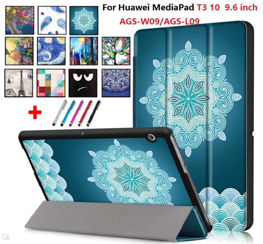 Принт Caqa для Huawei MediaPad Медиа Pad T3 10 чехол планшета AGS W09 9 6 L09 + подставка ручек|Чехлы
