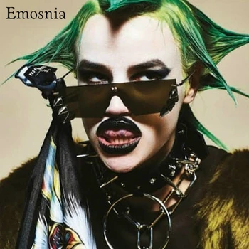 

New Modern Retro Steampunk Sunglasses for Men Women Punk Rivet Rimless Exaggerated Sun Glasses Black Shades Ladies Eyewear UV400