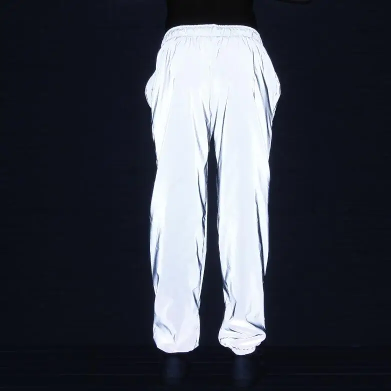 Streetwear Men Women Ladies Hip Hop Reflective Dance Pants Slim Fit Tracksuit Bottoms Jogging Joggers Reflective Pants Trousers