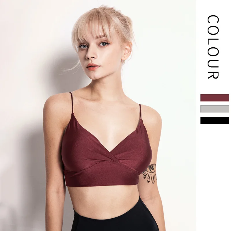 COLORVALUE ударопрочный тренировочный светильник для бега, экстравагантный перламутровый Топ для спортзала, бюстгальтер для йоги, сексуальный глубокий v-образный вырез, укороченный топ, бюстгальтер