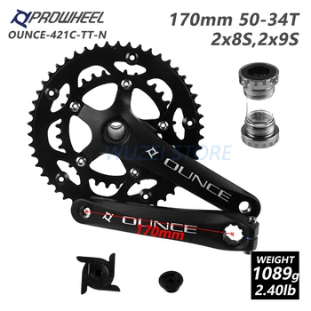 

PROWHEEL road double sprockets crankset 50 T-34 T 53 T-39 T 170mm crank 110/130 BCD floor bracket road bike parts crankset