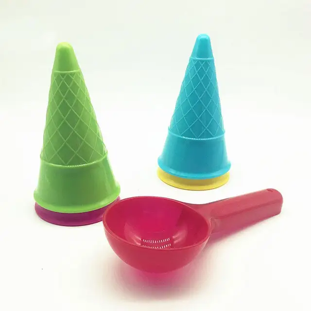 5pcs/set Summer Baby Beach Toys Kids Ice Cream Cone Digging Scoop Set Gifts For Children Outdoor Sand Water Toys Random Color 3