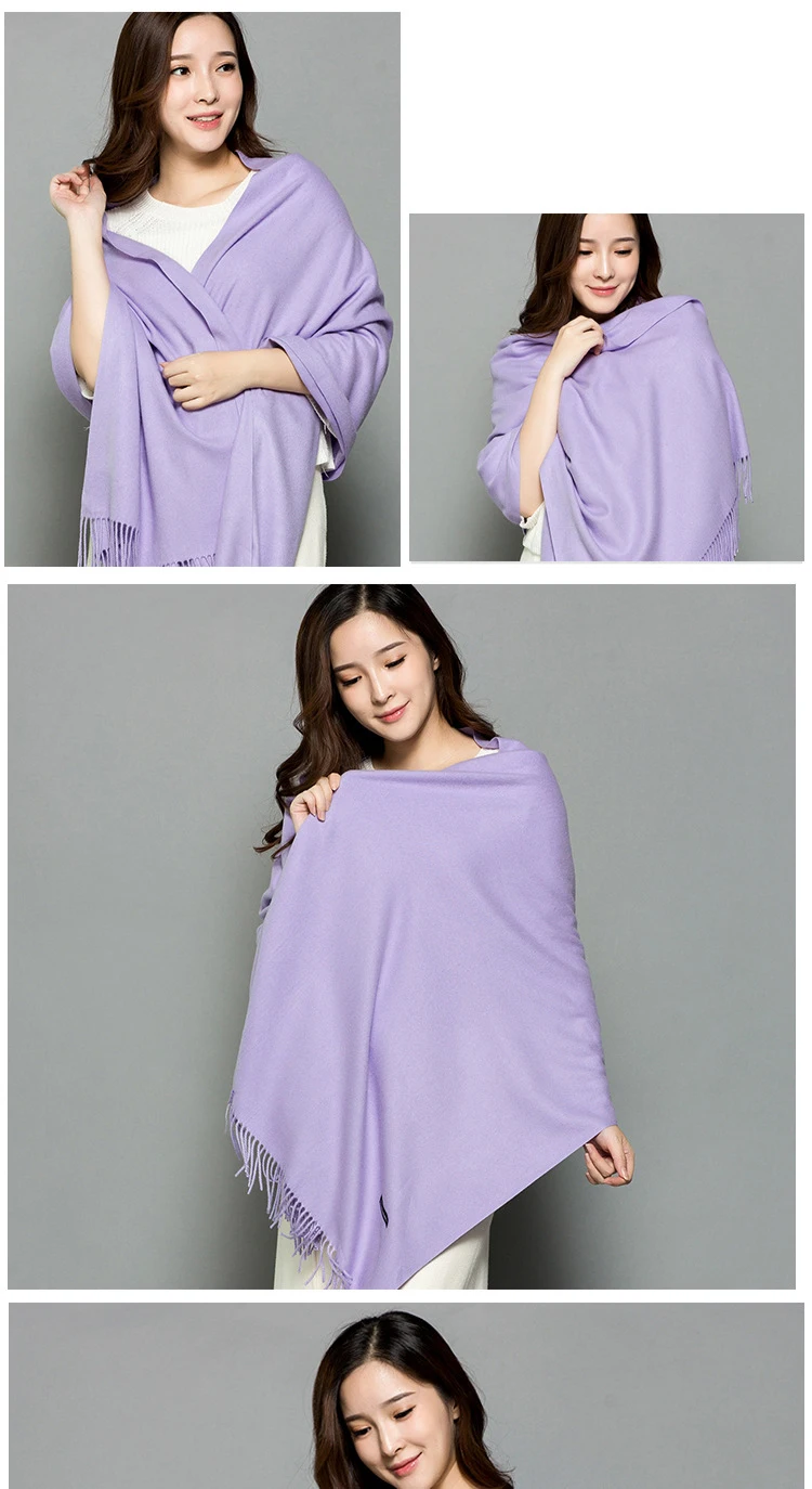 Women High Quality Soft Cashmere Scarves Solid Color Neck Warm Long Shawls Winter Cashmere Scarf All Match Pashmina Wraps