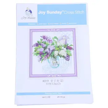 

DIY Hand Knitting Count Cross Stitch Set Embroidery Set 14CT Purple Lilac Pattern Cross Stitch 49*52cm Home Decoration