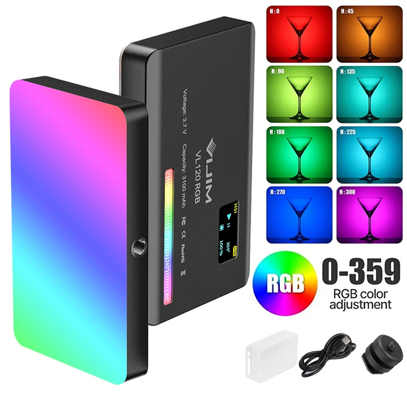 Ulanzi VL120 полноцветный RGB видео светильник 2500-9000K двухцветная Панель Светодиодный CRI