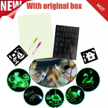 

Glow Light Tablet Glowing Paint Drawing Pad With Light Writing Board Creative Art Magic Board Pad Children Clipboard Set gift 26