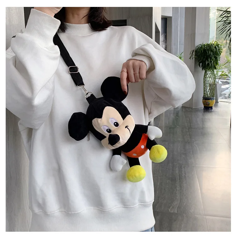 

2019 New Cartoon Mickey Minnie Bag Women Shoulder Crossbody Bag Cute Ladies Small Storage Bag Plush Women Handbag Bolso Mujer