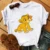 Disney The Lion King Simba T-shirt Cartoon Adult Summer Short Sleeve Girl T-shirt Pure Cotton Fashion Print T-shirt