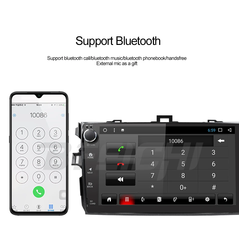 Excellent Android 9.0 PX30 car dvd player for Toyota Corolla  9 inch 1024*600 screen car radio stereo gps navigation video player 9