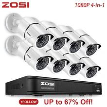 ZOSI 8-канальный сетевой видеорегистратор 1080P 4 в 1 TVI CVBS AHD CVI DVR 2MP Водонепроницаемый открытый безопасности видео Камера DVR комплект видеонаблюдения Системы