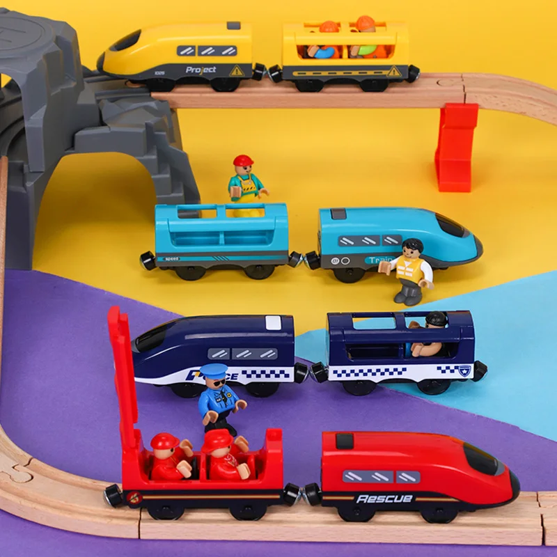 

New Toy with Sound Electric Magnetic Train Compatible with BRIO Wooden Track Four-color Electric Train Children's Track Toy