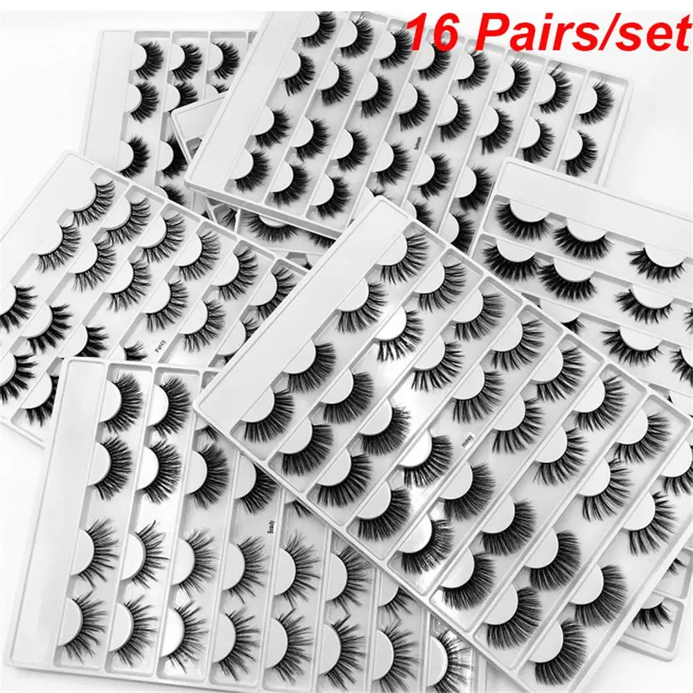 16 парт/компл. Multipack натуральные длинные ресницы 3D Мягкие искусственные норковые