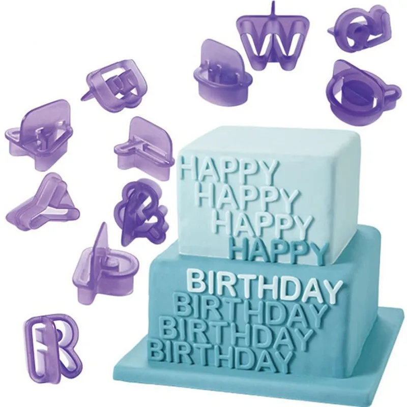 40PCs Plastic Alphabet Letter Number Fondant Cake Biscuit Baking Mould Cookie Cutters and Stamps Cake DIY Alphabet Mold Tools