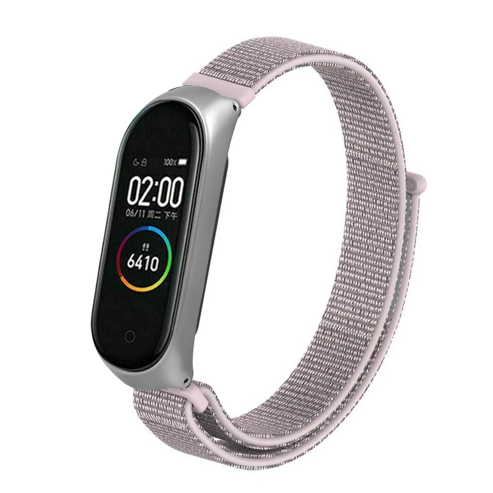 Умный браслет на запястье нейлоновый ремешок для Xiaomi mi Band 3 4 mi Band 4 3 ремешок металлический браслет корпус из нержавеющей стали ремешок на запястье - Цвет ремешка: Розовый