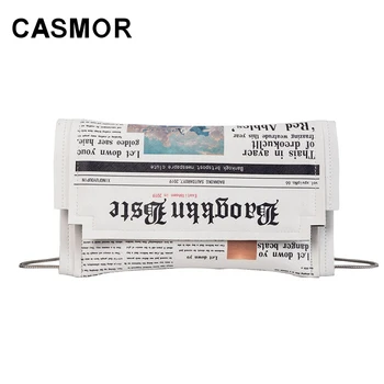 

CASMOR Women Casual Flap Bags 2019 Fashion Newspaper Print Design Crossbody Messenger Bag Ladies Party Hip Hop Shoulder Bags