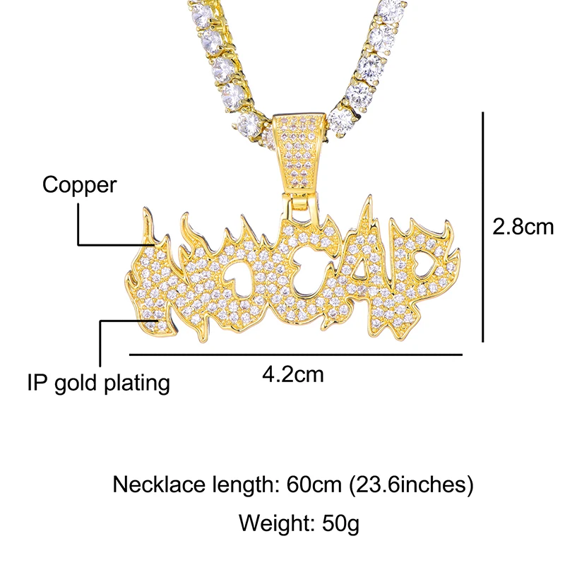 US7 Bling Iced Out No cap кулон и ожерелья микро проложили CZ Ожерелье для мужчин хип хоп ювелирные изделия