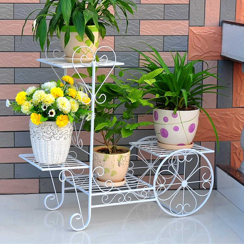 Multi-storey Indoor Landing Type Iron Art Flower Rack European Style Living Room Balcony Green Function Flowerpot Frame