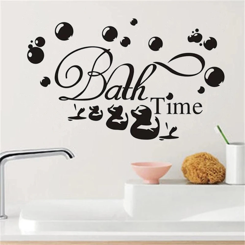 Baby Bath Time Quotes Wall Decals Bath Time Quotes Cute Duck Murals For Baby Kids Bathroom Home  Decoration Stickers Removable Vinyl Poster Hj0678|Wall Stickers| -  Aliexpress