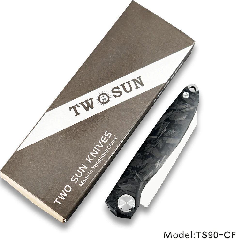 Twosun knives SLIP JOINT m390 folding Pocket Knife camping hunting knife outdoor camping survival tool EDC Carbon Fiber TS90-CF