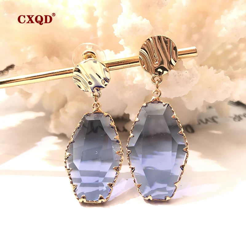 Женские асимметричные серьги CXQD вечерние из прозрачного стекла с кристаллами