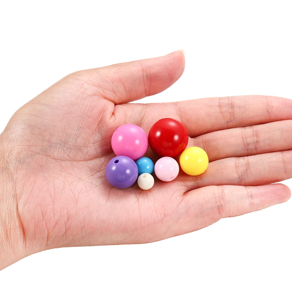 10-200pcs Mixed Acrylic Plastic Smooth Round Ball Spacer Beads 6 8 10 12MM For Jewelry Making Accessories