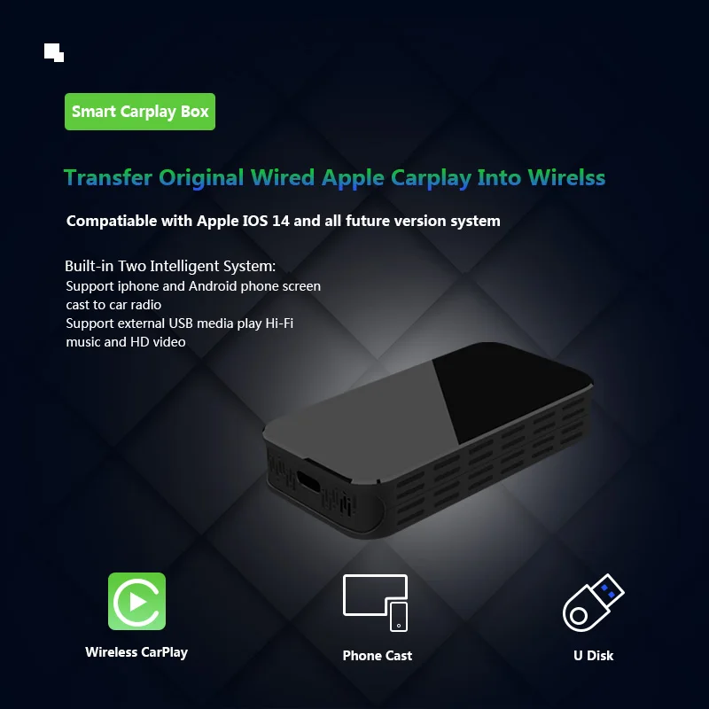 

5G Carplay Wireless Box Mirror Projection For Any Iphone IOS Version Media Box For BMW Benz VW Universal Car Models Car Player