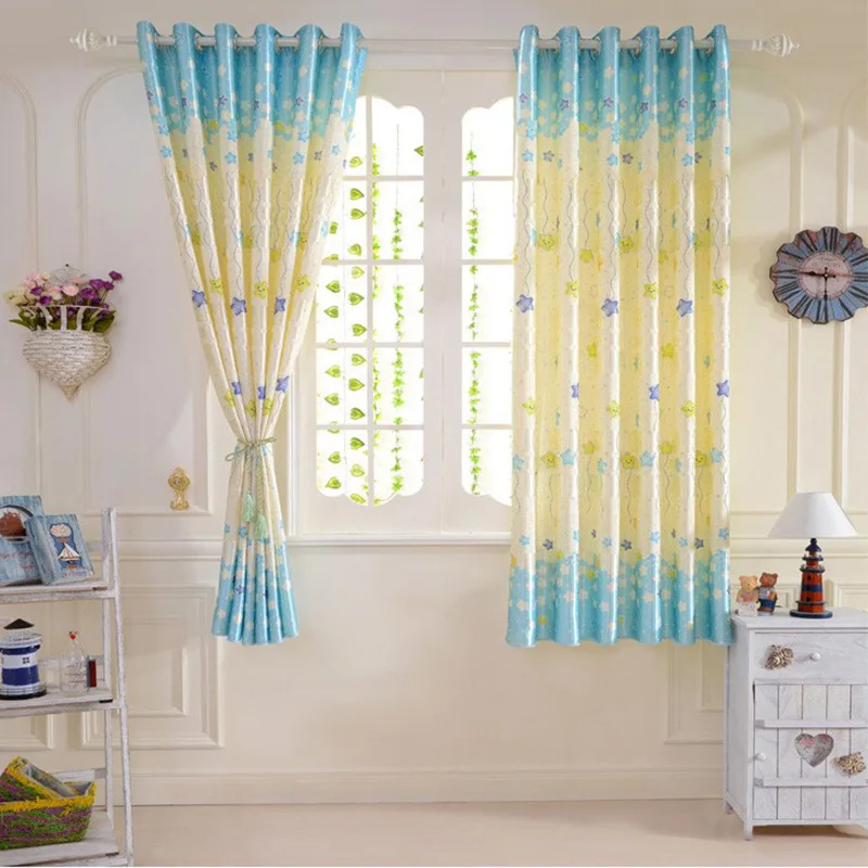 Short Curtains For Living Room Bedroom Small Windows Cartoon Star 2 Meter Height Blue Children Boys Girls Aliexpress,Valentines Day Decorations