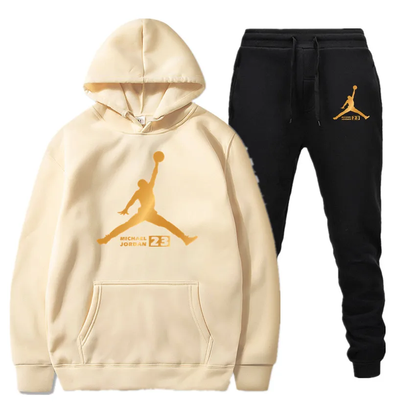 

New Men Hoodies Suit Fleece Warm Jordan 23 Tracksuit Men Sweatshirt Suit Hoodie+Sweat pants Jogging Homme Hooded Tracksui