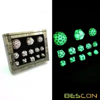 Bescon Super Glowing in Dark Complete Polyhedral RPG Dice Set 13pcs D3-D100, Luminous 100 Sides Dice set 2