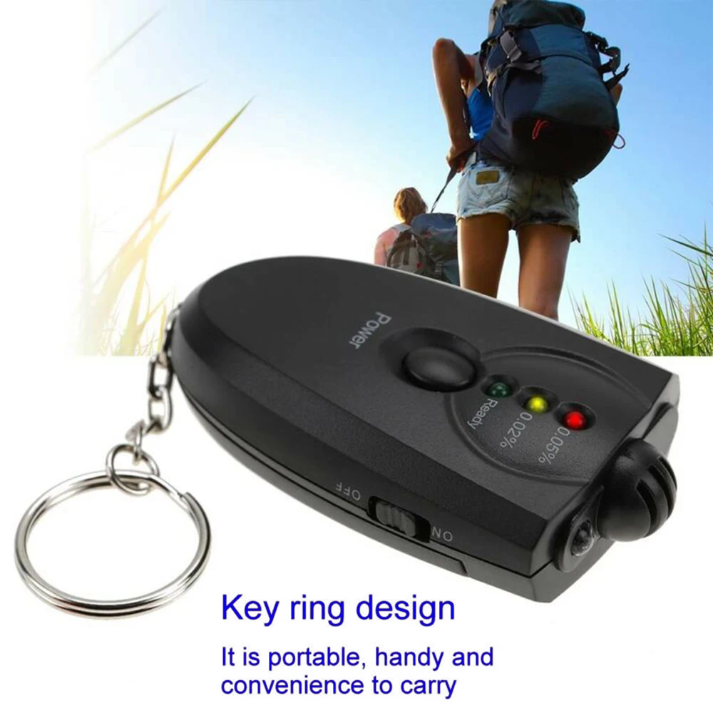 1pc Car Portable Alcohol Breath Tester Analyzer Detector Test Keychain MINI Breathalyzer LED Light display blood alcohol content