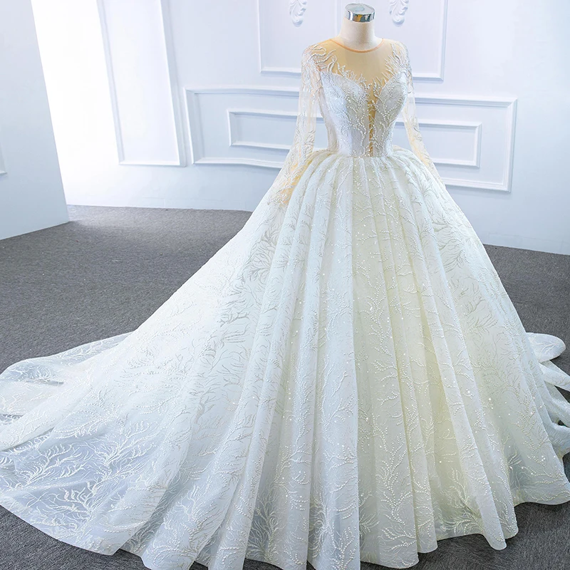 J67168 Jancember White Elegant Wedding Dress 2020 Sexy Deep V-Neck Appliques Beaded Bride Long Ball Gowns 6