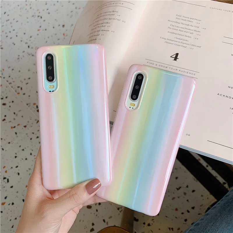 Meachy Colors Laser Phone Case For Huawei Mate 20 Pro P30 P20 Nova 5 Fashion Luxury Silicone Cover |