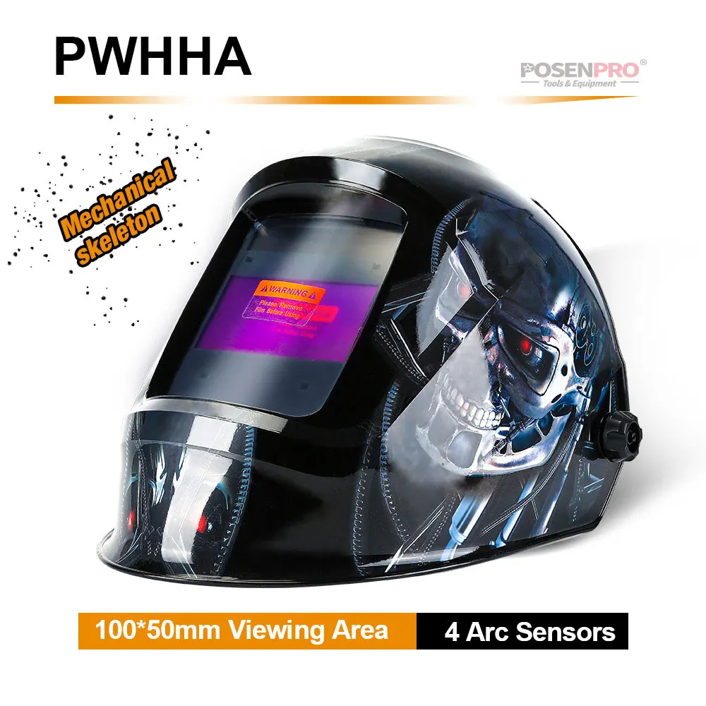 Зеленый POSENPRO Fire Skull MMA MIG TIG Сварочная маска сварочный шлем Орел для сварочного аппарата для пайки сварочный колпачок для сварки - Цвет: Зеленый