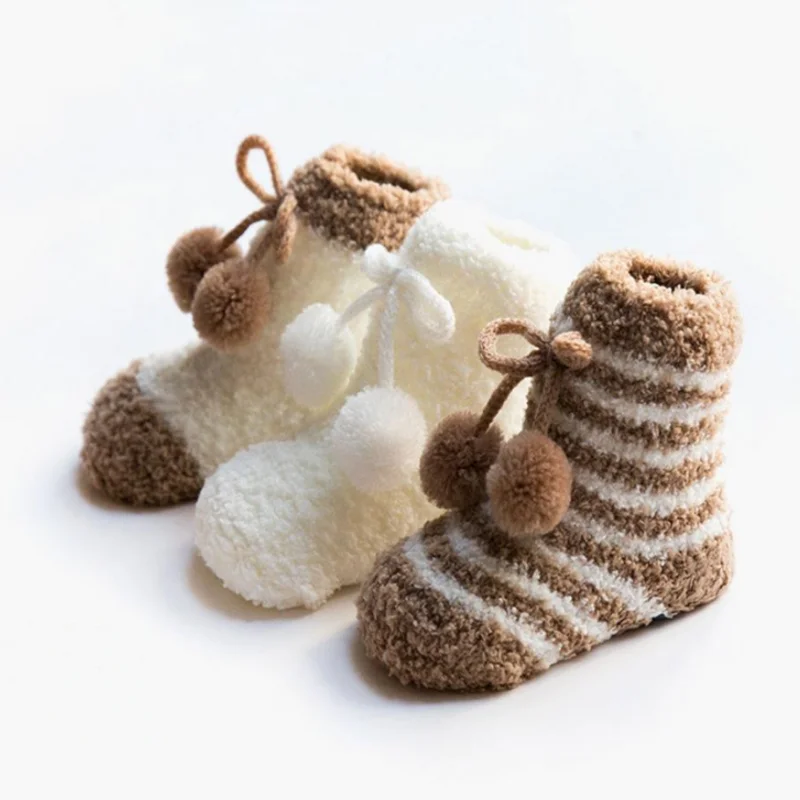 3Pair/lot New autumn and winter baby warm socks thick non-slip children's floor baby foot sock