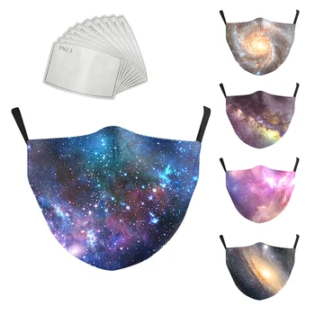 

30pcs filters Reusable Mouth Mask Washable 3D Starry sky mask for face with filter Mouth-muffle Flu Mask