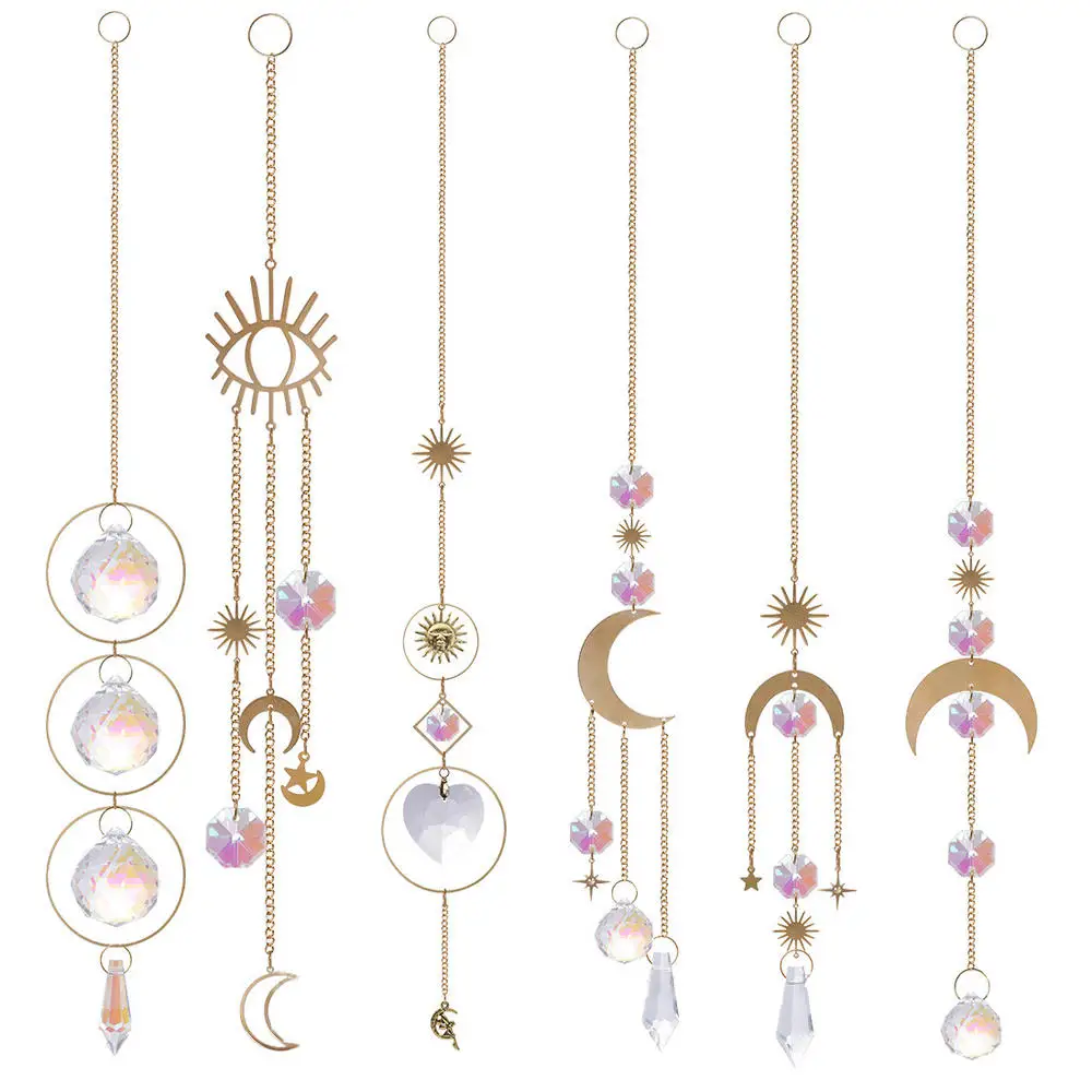 Crystal Suncatcher Prism Window Rainbow Maker Moon Crystal Ball Amethyst Pendant Sun Catcher ​Hanging Ornament Garden Decor