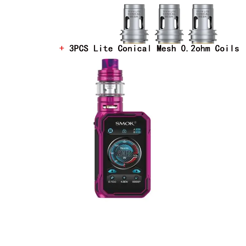Purple and conical SMOK G-PRIV 3 комплект 230 Вт 5 мл TFV16 Lite сетка для бака 18650 Ом Двойная сетка Ом катушка батарея электронная сигарета VS G-PRIV 2 Mag P3 комплект - Цвет: Purple and conical