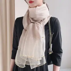 Woman Scarves for Neck Spring Autumn Bib Scarf Wild Long Silk Shawls And Scarves Female Korean Fashion Red Black Scarf Muffler