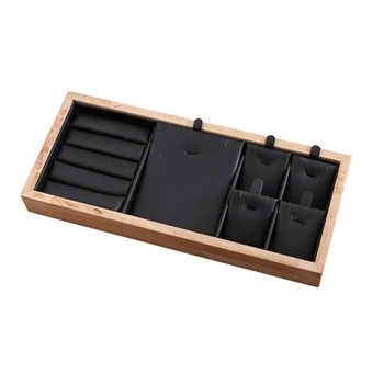 

Wood Jewelry Display Jewellery Tray Ring Holder Necklaces Organizer Bracelets Showcase Pendants Box