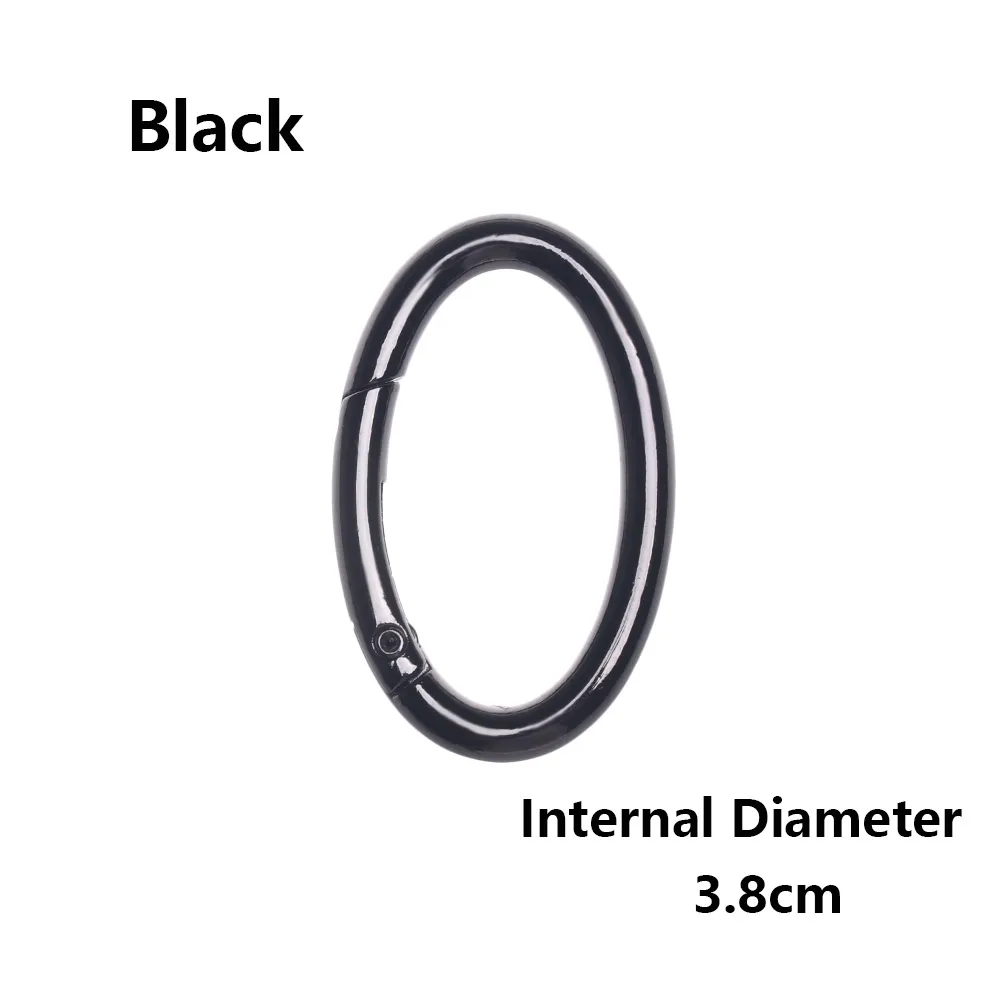 2pcs 3.8cm black Новинка, 2 шт., оцинкованный сплав, ворот, весна, овальное кольцо, пряжки-зажимы, кошельки, сумки, Овальные, пусковые крючки, уличный карабин - Цвет: 2pcs 3.8cm black