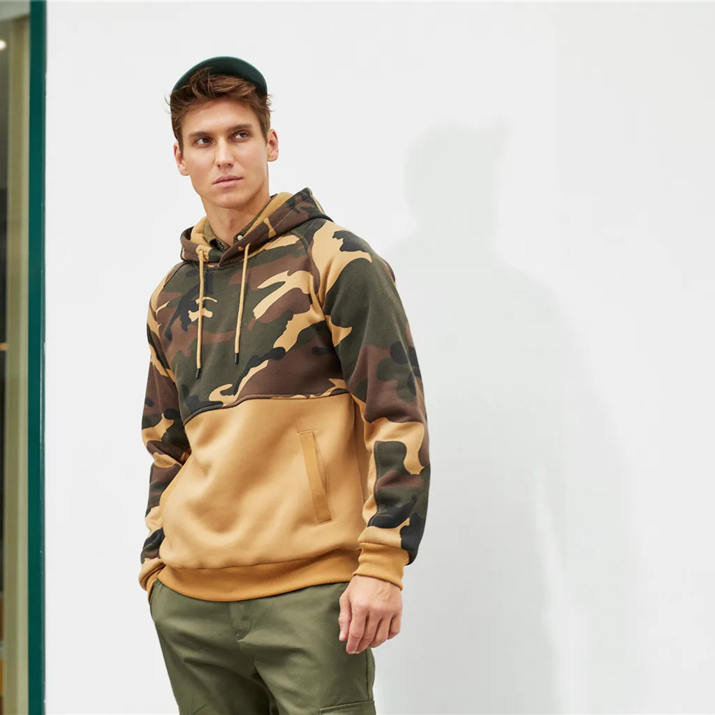 Осенние толстовки с камуфляжным принтом, мужские пуловеры на завязках в стиле хип-хоп, Уличная Повседневная камуфляжная Толстовка Polerones с длинным рукавом