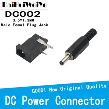 Conector de alimentação macho 20 tamanhos 10 pares dc002 3.5*1.3mm, conector de linha de solda para homens, mini soquete dc fêmea embutido