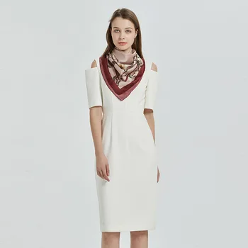 

YILIAN Brand 90*90cm Customized Silk Scarf Floral Print Fashion Soft Silk Square Scarf Bag Ribbon