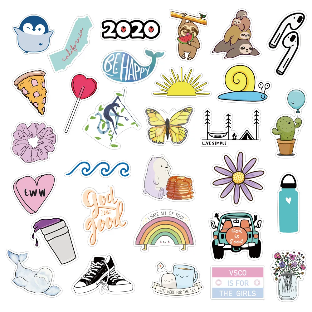 

New 75pcs Summer Vsco Stickers Pack Pink Girl Anime Stiker For Children On The Laptop Fridge Phone Skateboard Suitcase Sticker