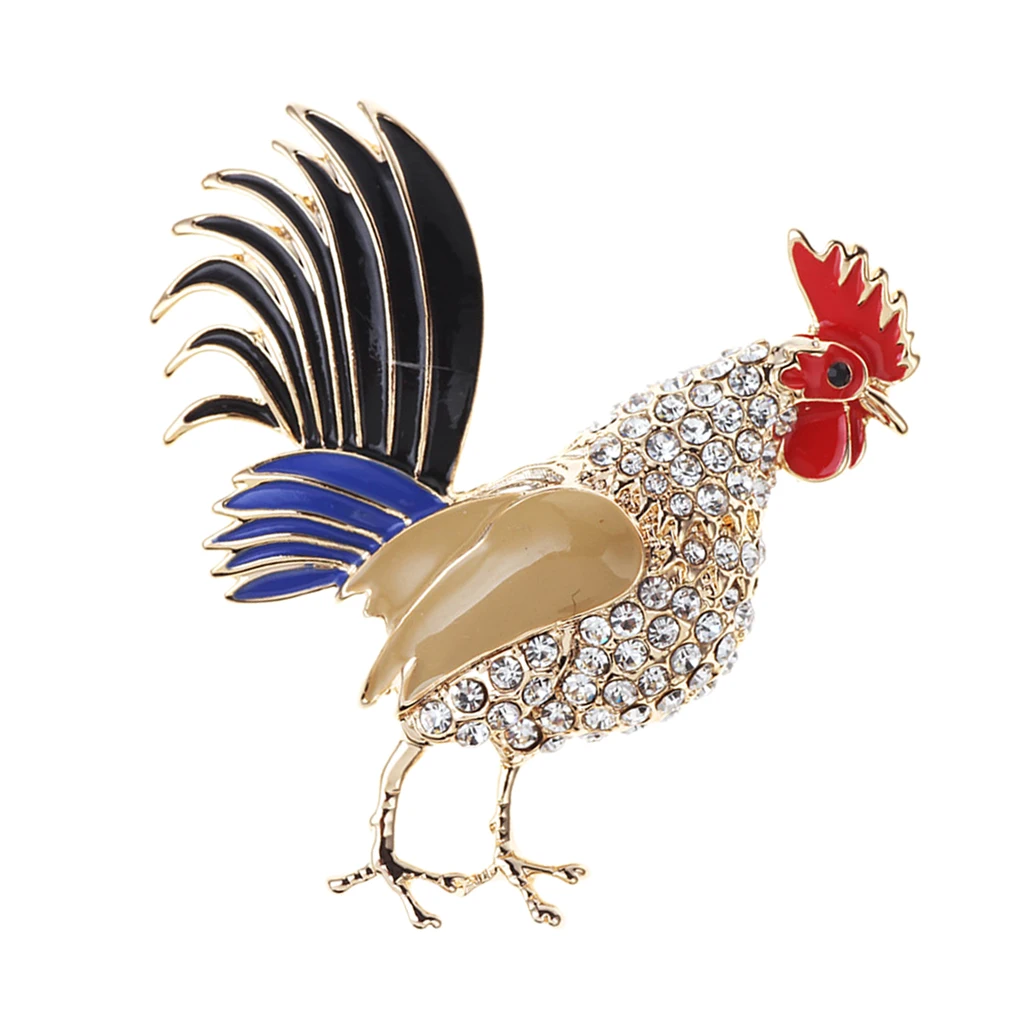 Lovely Crystal Cock Rooster Brooch Christmas Birthday Jewelry Collar Pin