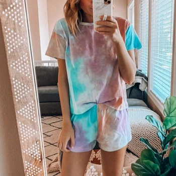 

Sleepwear Sets For Women Lovely Gradient Star Pattern Pajamas Cotton Short Home Wear Hot Sale Femme Underwear Pijamas